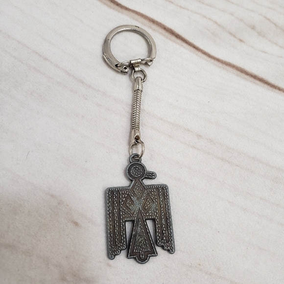 Vintage Thunderbird Pewter Keychain Unmarked Tribal 4 Inch - Picture 3 of 6